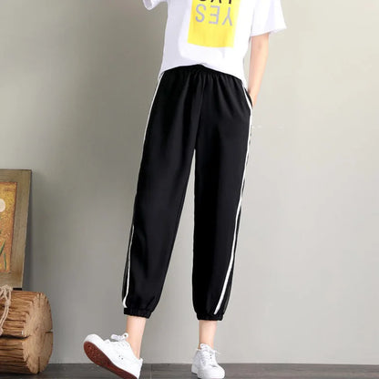 Summer Sexy Mesh Woman Pants Korea Fashion High Waist Thin Casual Black Baggy Harem Pants Yk2 Trousers Pantalones Vetement Femme
