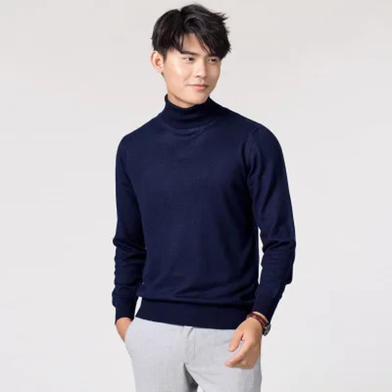 Turtleneck Men Cashmere Cotton Blend Pullover Jumper 2023 Autumn Winter Vetement Homme Ropa Hombre Pull Homme Hiver Sweater