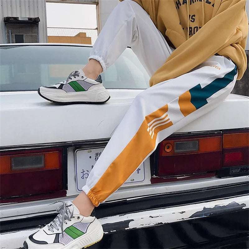 High Waist Sweatpant Pants Women Patchwork Hip Hop Harem Loose Pants Spring Trousers Soprt Baggy Joggers Trousers Vetement Femme