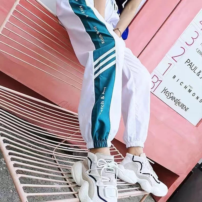 High Waist Sweatpant Pants Women Patchwork Hip Hop Harem Loose Pants Spring Trousers Soprt Baggy Joggers Trousers Vetement Femme