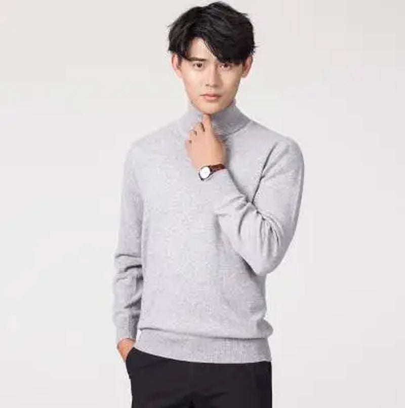 Turtleneck Men Cashmere Cotton Blend Pullover Jumper 2023 Autumn Winter Vetement Homme Ropa Hombre Pull Homme Hiver Sweater