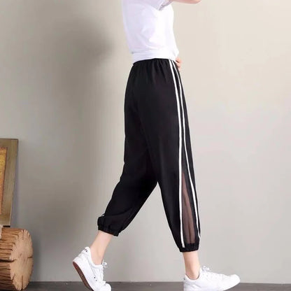 Summer Sexy Mesh Woman Pants Korea Fashion High Waist Thin Casual Black Baggy Harem Pants Yk2 Trousers Pantalones Vetement Femme